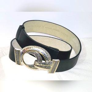 CHICO'S Genuine Leather Silver Hardware 40in ML RN#79984 Slide Ajustable Sizing